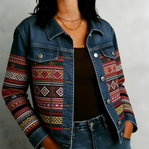 Cropped Geometric Cotton Jacket