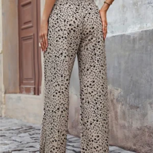 Ditsy Floral High-Waist Wide Leg Pants with Elastic Waist